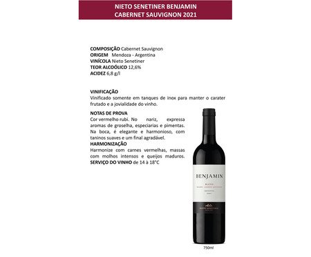 Vinho Nieto Senetiner Benjamin Cabernet Sauvignon | Westwing