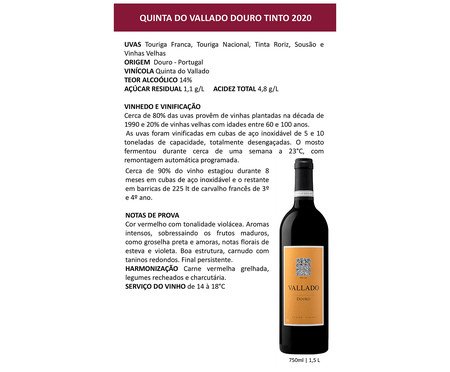 Vinho Vallado Douro Tinto 2022 | Westwing