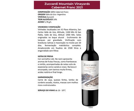 Vinho Zuccardi Mountain Cabernet Franc | Westwing