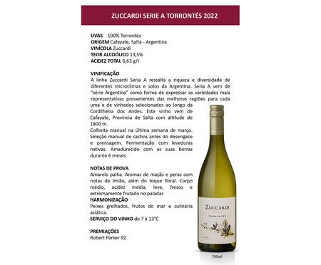 Vinho Zuccardi Serie A Torrontes | Westwing