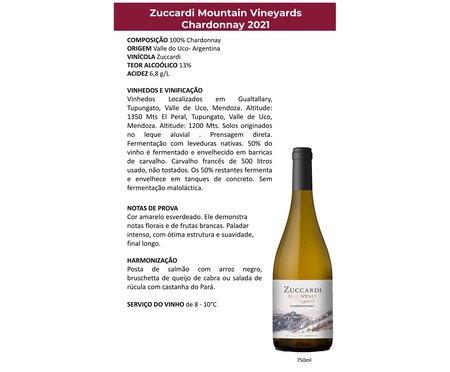 Vinho Zuccardi Mountain Chardonnay | Westwing