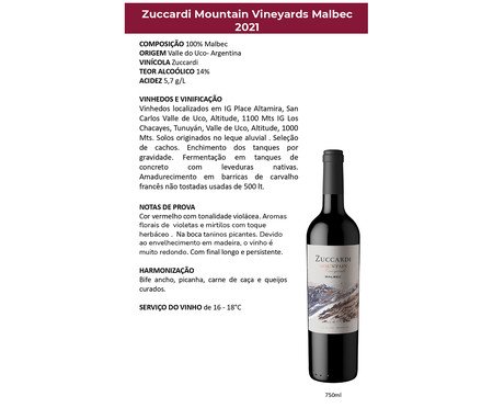 Vinho Zuccardi Moutain Malbec 2022 | Westwing