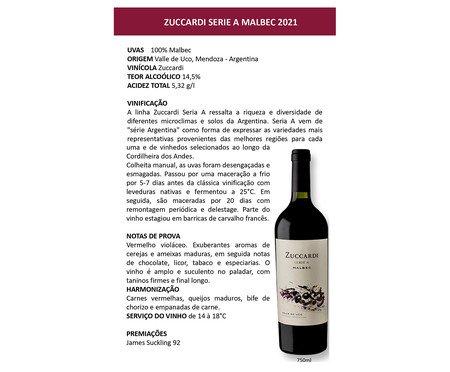 Vinho Zuccardi Serie A Malbec 2023 | Westwing