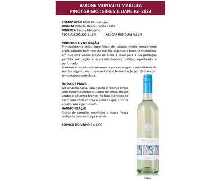 Vinho Barone Montalto Pinot Grigio Maiolica | Westwing