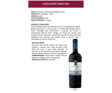 Vinho Leyda Estate Sr 2022 | Westwing