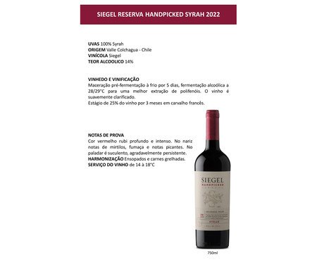Vinho Siegel Reserva Handpicked Syrah | Westwing