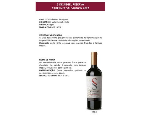 Vinho S de Siegel Reserva Cabernet Sauvignon | Westwing