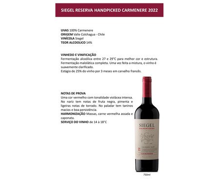Vinho Siegel Reserva Handpicked Carmenere | Westwing