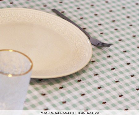 Toalha de Mesa Jardim Xadrez Abelhas Verde Pistache | Westwing