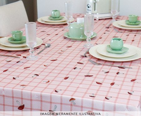 Toalha de Mesa Bosque Encantado Xadrez Rosé | Westwing