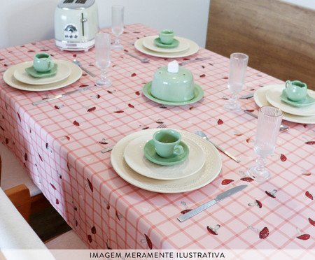 Toalha de Mesa Bosque Encantado Xadrez Rosé | Westwing