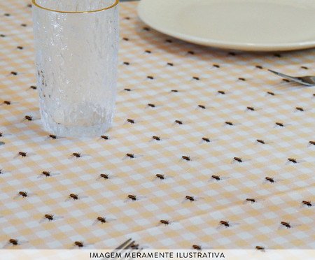 Toalha de Mesa Xadrez Abelhas Amarelo | Westwing