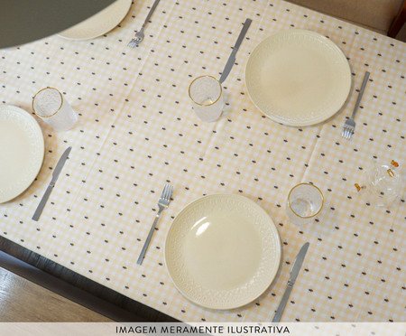 Toalha de Mesa Xadrez Abelhas Amarelo | Westwing