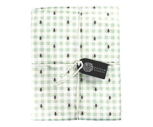 Toalha de Mesa Redonda Jardim Xadrez Abelhas Verde Pistache, green | WestwingNow