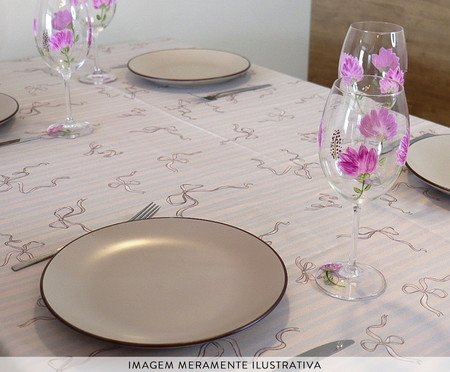 Toalha de Mesa Chame Clássico Nude com Laços | Westwing