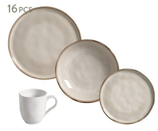 Aparelho de Jantar em Stoneware Raio, beige | WestwingNow
