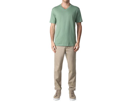 Camiseta Pima Gola V Masculina Verde Oliva, green | WestwingNow