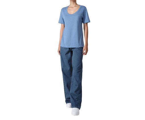 Camiseta Pima Gola U Feminina Azul Celeste, blue | WestwingNow