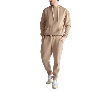 Calça Jogger Moletom Flanelado Bege Camel | Westwing