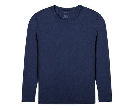 Camiseta Pima Manga Longa Masculina Azul Marinho | Westwing