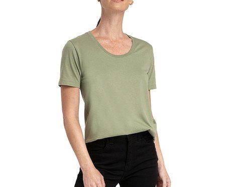 Camiseta Pima Gola U Feminina Verde Jade | Westwing