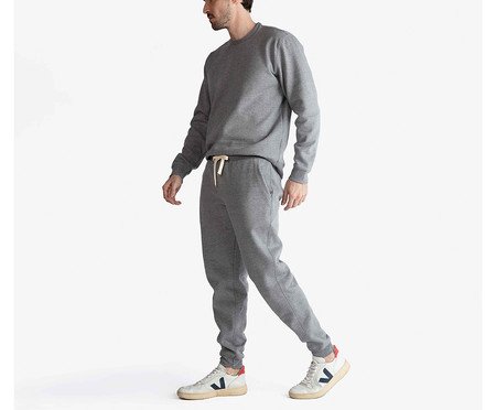 Calça Jogger Moletom Flanelado Mescla Escuro | Westwing