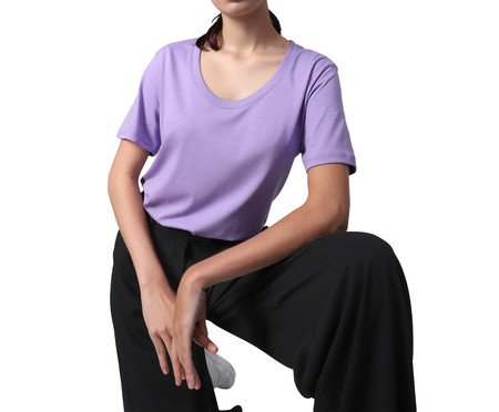 Camiseta Pima Gola U Feminina Lilás | Westwing