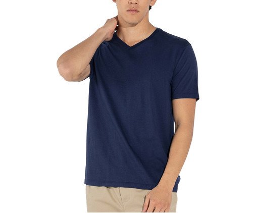 Camiseta Pima Gola V Masculina Azul Marinho, blue | WestwingNow