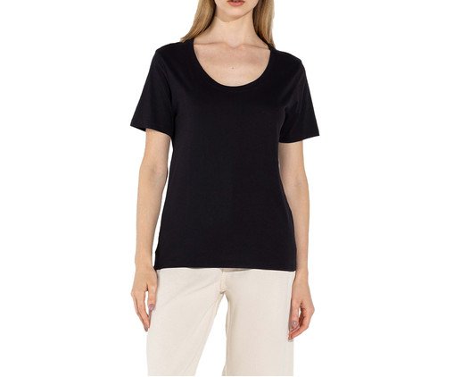Camiseta Pima Gola U Feminina Preta, black | WestwingNow