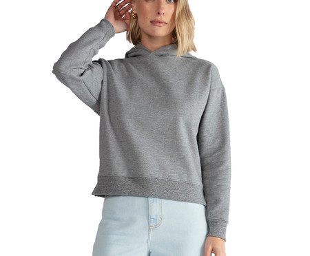 Blusão Moletom Flanelado Capuz Feminino Mescla Escuro | Westwing