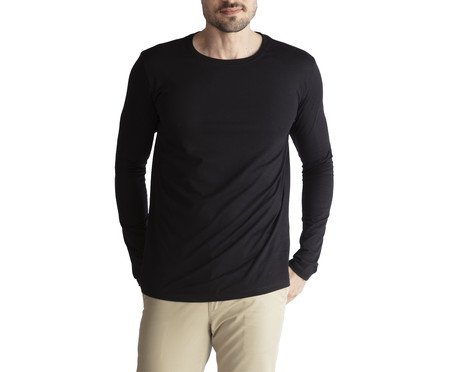 Camiseta Pima Manga Longa Masculina Preta | Westwing