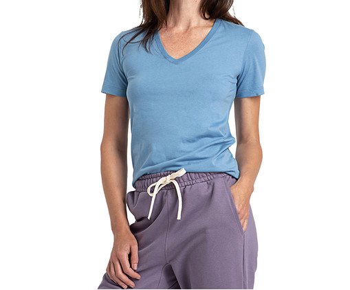Camiseta Pima Gola V Feminina Azul Celeste, blue | WestwingNow