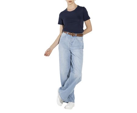 Camiseta Pima Feminina Azul Marinho | Westwing