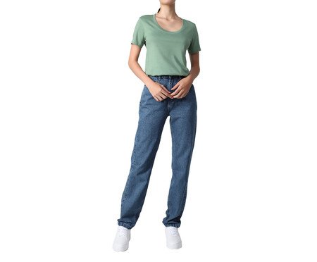 Camiseta Pima Gola U Feminina Verde Oliva | Westwing