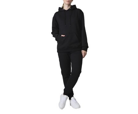 Blusão Moletom Flanelado Capuz Preto | Westwing