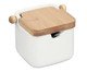 Saleiro de Cerâmica Com Tampa de Bambu Salino - 10,7X8X10,6cm, white | WestwingNow