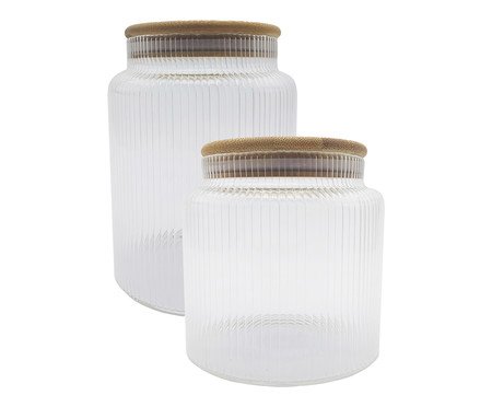 Jogo de Porta-Mantimentos com Tampa de Bambu Natura - 1,4L | Westwing