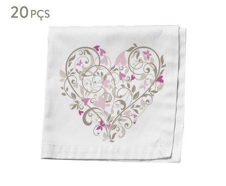 Jogo de Guardanapos de Papel Decorado Duplo Amour - 16,5X1,6X16,5cm | Westwing