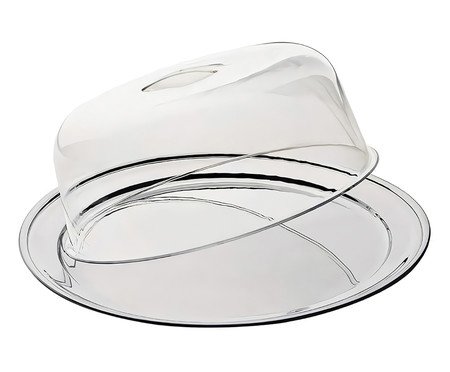 Porta-Bolo Com Prato Inox View - 32X10X32X32cm | Westwing