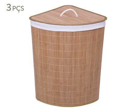 Jogo de Cestos de Bambu Triangular - 35X56X35cm | Westwing