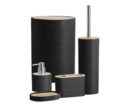 Jogo para Banheiro Linea Preto, black | WestwingNow