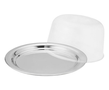 Porta-Queijo Com Prato Inox Display - 23X9,5X23X23cm | Westwing