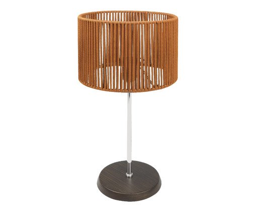 Abajur Wengue com Cúpula Cilíndrica e Corda Náutica Terracota Bivolt, wood pattern | WestwingNow