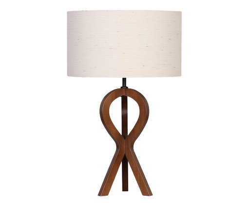 Abajur Imbuia com Cúpula Cilíndrica Linho Bivolt, wood pattern | WestwingNow