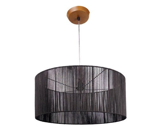 Pendente Imbuia com Cúpula Cilíndrica Corda Náutica Preta Bivolt, wood pattern | WestwingNow