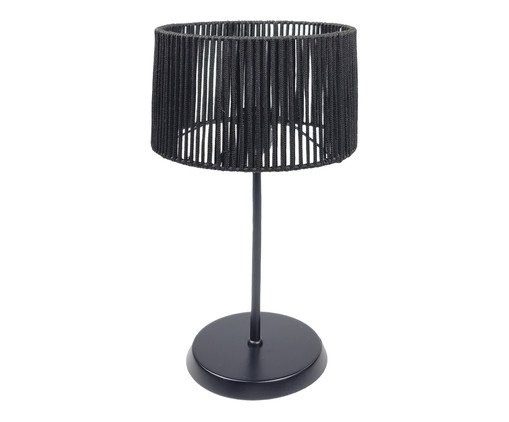 Abajur Preto com Cúpula Cilíndrica e Corda Náutica Preta Bivolt, black | WestwingNow