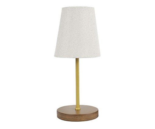 Abajur Imbuia com Haste Dourada Cúpula Cone Rústico Bivolt, wood pattern | WestwingNow