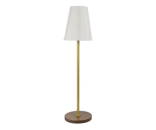 Abajur Imbuia com Haste Dourada e Cúpula Cone Rústico Bivolt, wood pattern | WestwingNow