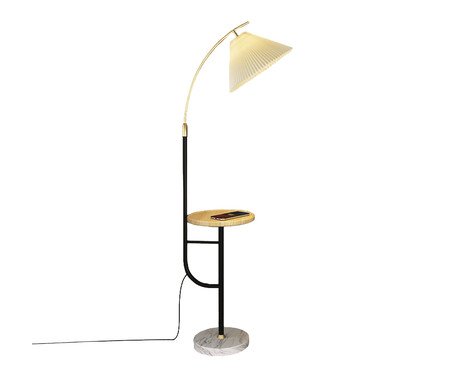 Luminária de Piso com Mesa de Madeira Nice Preto e Dourado | Westwing