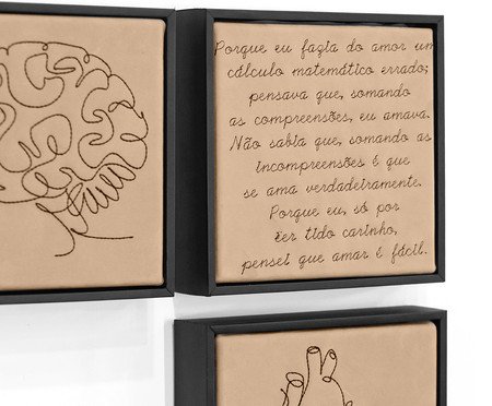 Jogo de Quadro Trio Cérebro, Incompreensões e Coração Bordados | Westwing